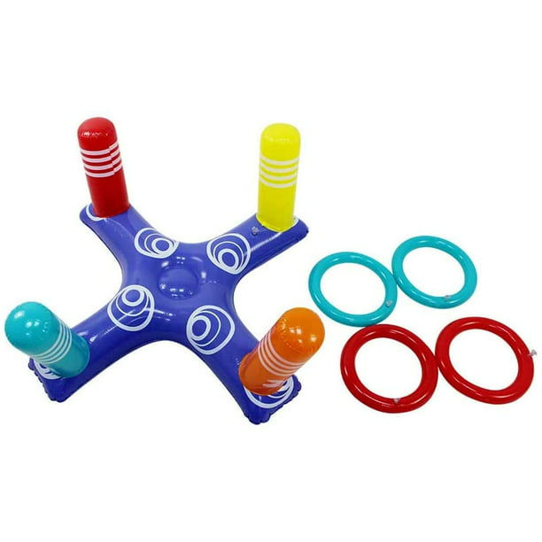 Inflatable Ring Toss Pool Game Toys with 4 Pcs Floating Swimming Pool Ring for M